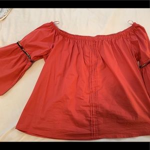 Burnt orange off the shoulder top